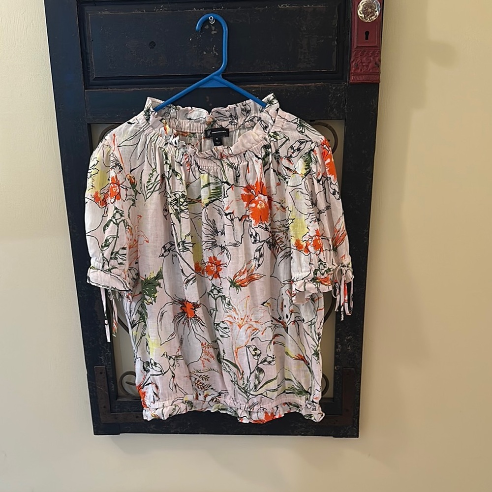 INC International Concepts Orange and Green Blouse